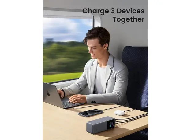 პორტატული დამტენი UGREEN PB722 (35525B) Nexode with Smart Digital Display, 25000mAh, Type-C, USB, Power Bank, Grey, 9 image