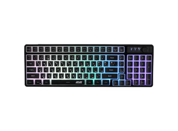 კლავიატურა 2E 2E-KG390UBK-WL, Wireless, RGB, 2.4G, Bluetooth, USB, Gaming keyboard, Black, 2 image