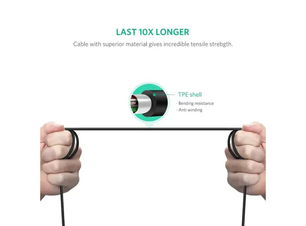 პრინტერის კაბელი UGREEN US241 (80811), USB-C Male To USB-B 2.0 Male, Printer Cable, 1M, Black, 3 image