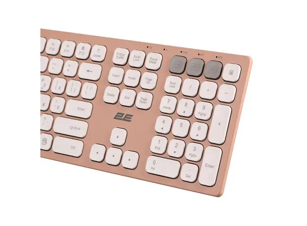 კლავიატურა 2E 2E-KS270WBPN Scissor, Wireless, USB, Bluetooth, Keyboard, Pink/White, 3 image