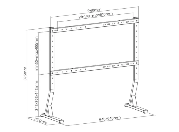 ტელევიზორის სადგამი Logilink BP0200 TV monitor mount 45-90" adjustable height 60kg max. Black, 3 image