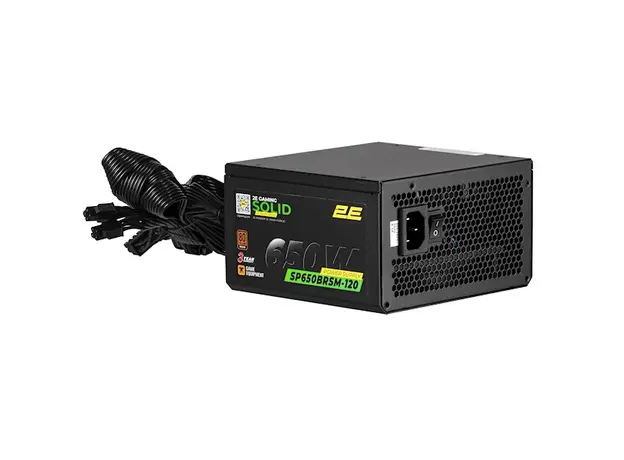 კვების ბლოკი 2E 2E-SP650BRSM-120 Solid, 650W, 80 Plus, Power Supply, Black, 2 image