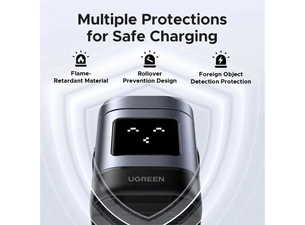 უსადენო დამტენი UGREEN Uno W709 (45775) Qi2, 15W, 2-in-1 Magnetic Wireless Charger, Black/Grey, 6 image