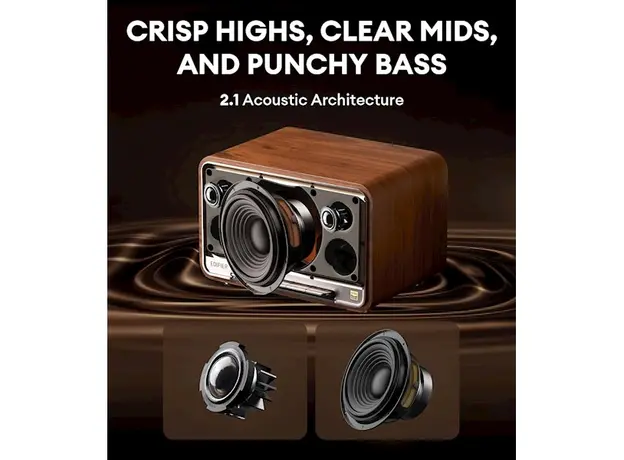 დინამიკი Edifier D32, 60W, Bluetooth, USB-C, AUX, Speaker, Brown, 8 image