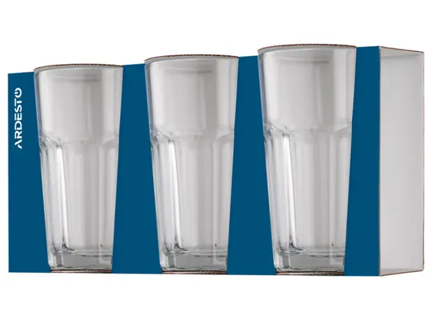 წვენის ჭიქების ნაკრები Ardesto Long Drink set Salerno 360 ml, 3 pcs, glass, 3 image