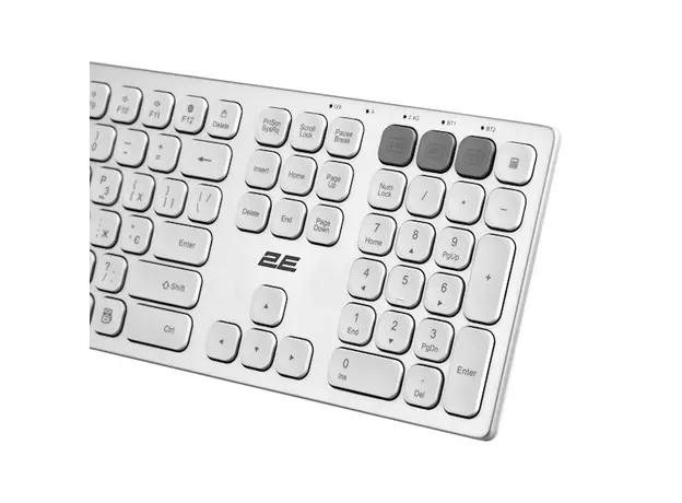 კლავიატურა 2E 2E-KS270WBWH Scissor, Wireless, USB, Bluetooth, Keyboard, White/Silver, 3 image