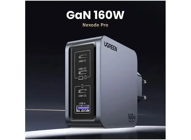 მობილურის დამტენი UGREEN X763 (25877) Nexode Pro, 160W, Type-C, USB, Grey, 7 image