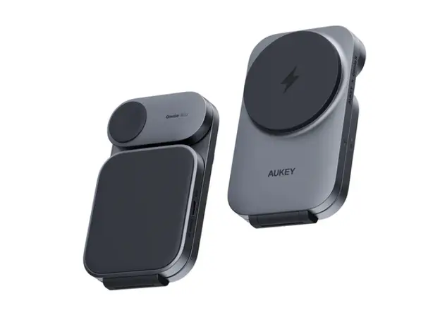 უსადენო დამტენი Aukey 3 in-1 15W LC-MC312 MagFusion Z Qi2 Foldable Wireless Charging Station - Gray