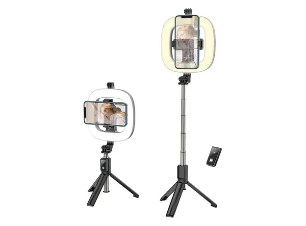 მობილურის სამაგრი Hoco LV03 Plus Showfull fill light live broadcast holder black, 2 image