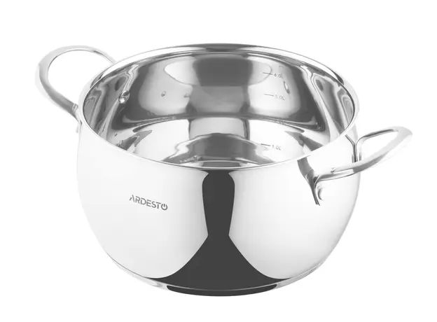 ქვაბი Ardesto Casserole with glass lid Gemini Liguria, 5l, stainless steel, 4 image