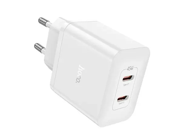 ადაპტერი Hoco N35 Streamer dual-port PD45W (2C) charger white, 2 image