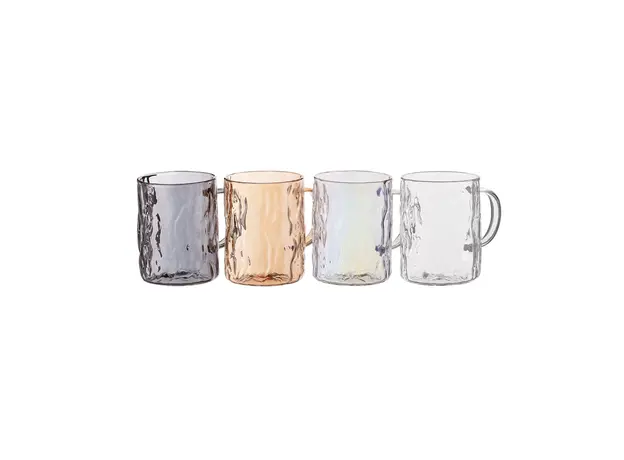 ჭიქების ნაკრები Ardesto Set of cups Shine mix, 260ml, 4pcs, borosilicate glass, transparent, golden, grey, pearlescent