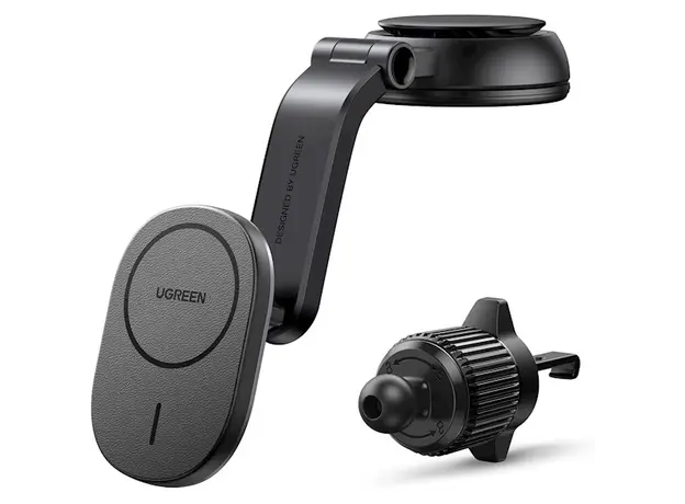 უსადენო დამტენი UGREEN CD345 (15120), 15W, Magnetic Car Wireless Charger MagSafe, Black, 2 image