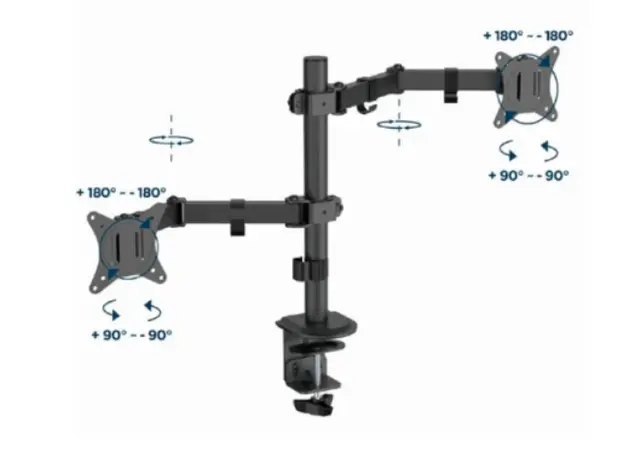მონიტორის საკიდი Gembird MA-D2-03 Adjustable desk mounted double monitor arm 17"-32", 7 image