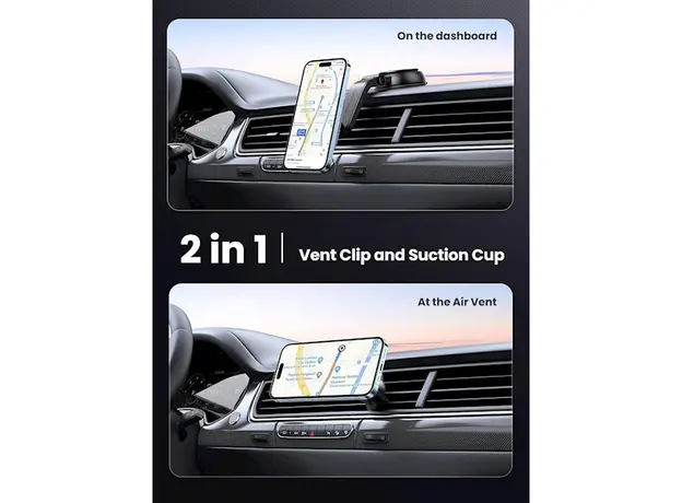 უსადენო დამტენი UGREEN CD345 (15120), 15W, Magnetic Car Wireless Charger MagSafe, Black, 4 image