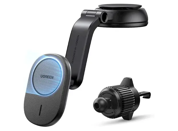 უსადენო დამტენი UGREEN CD345 (15120), 15W, Magnetic Car Wireless Charger MagSafe, Black, 3 image