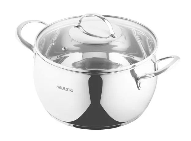 ქვაბი Ardesto Casserole with glass lid Gemini Liguria, 5l, stainless steel