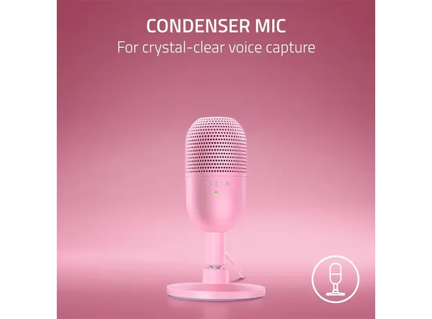 მიკროფონი Razer gaming microphone Seiren V3 Mini, Omni, USB-A, 1.2m, quartz, 4 image