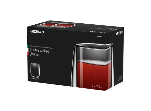 ჭიქა ARDESTO Double wall borosilicate glass mug set 320 ml 2 pcs, 3 image