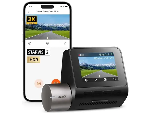 მანქანის ვიდეო რეგისტრატორი 70mai Dash Cam A510, Built in GPS, 140°, Car Video Recorder, Black, 3 image