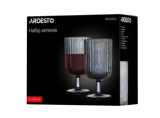 ჭიქების სეტი Ardesto glasses set Graphite, 300ml, 2pcs, glass, gray, 5 image