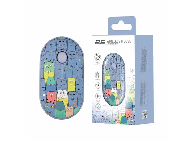 მაუსი 2E MF300 PETS CATS Silent WL BT, Blue, 6 image