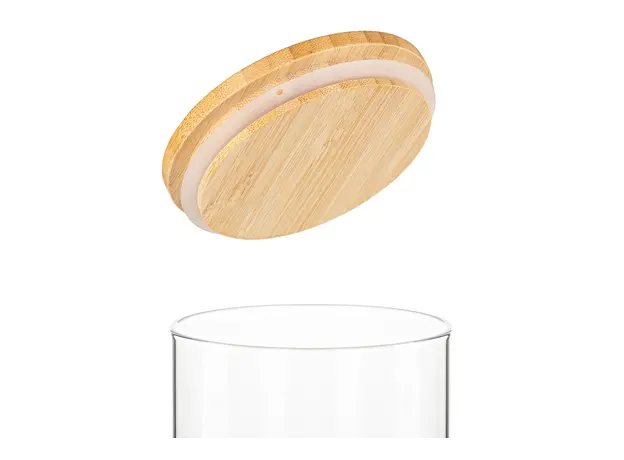 ქილა Ardesto Jar Midori, 1300ml, glass, bamboo, round, transparent, 4 image