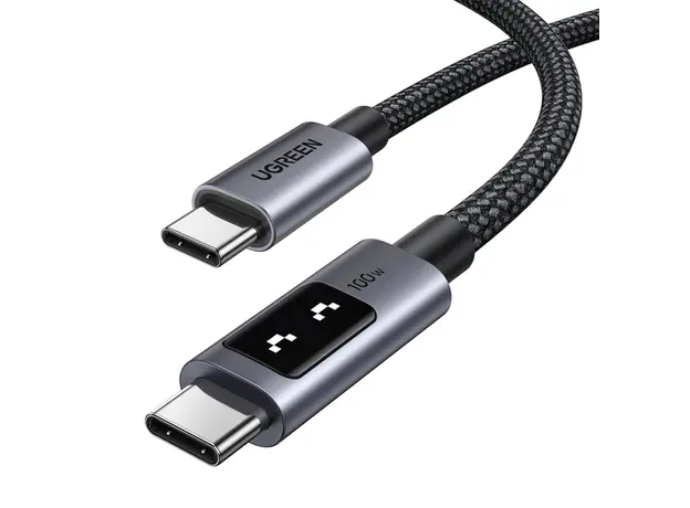USB კაბელი UGREEN Uno L509 (35501), 100W, Type-C to Type-C, 1M, Black/Grey, 2 image