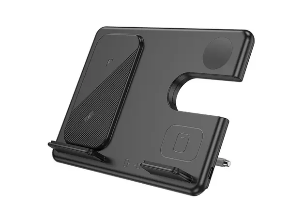 პორტატული დამტენი Hoco CQ2 Flash folding 3-in-1 wireless fast charger(SAM Watch) black, 4 image