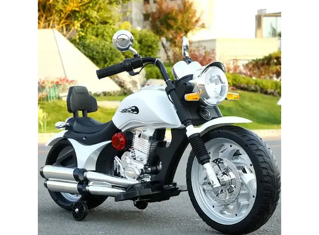 ბავშვის ელექტრო მოტოციკლი 0001W ტყავის სავარძლით, 3 image