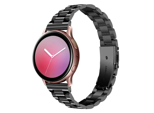 სმარტ საათის სამაჯური For Samsung Galaxy Watch Stainless Steel 3-Bead Watch Strap 20mm Replace Band - Black, 3 image