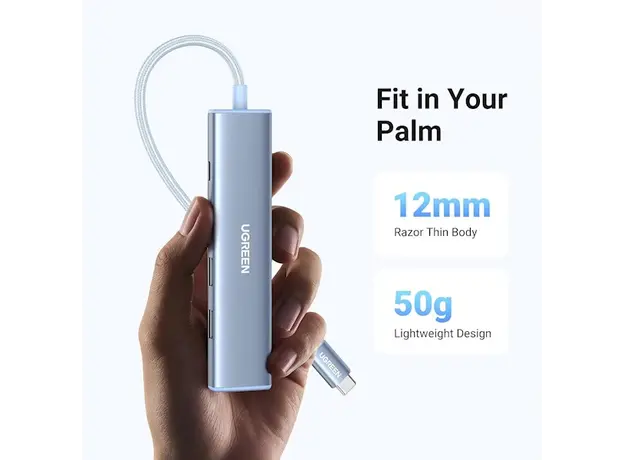 USB-C ჰაბი UGREEN CM478 (35581), USB, USB-C, HDMI, HUB, Blue, 8 image