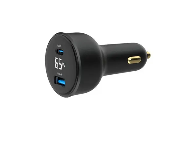 მანქანის დამტენი Gembird TA-UC-AC2PD65LCD-CAR-01 2-port USB Car Fast Charger USB-C PD LCD 65W Black, 5 image