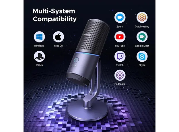 მიკროფონი UGREEN CM769 (35629), Microphone for PC, RGB, USB, 3.5mm, Black, 4 image