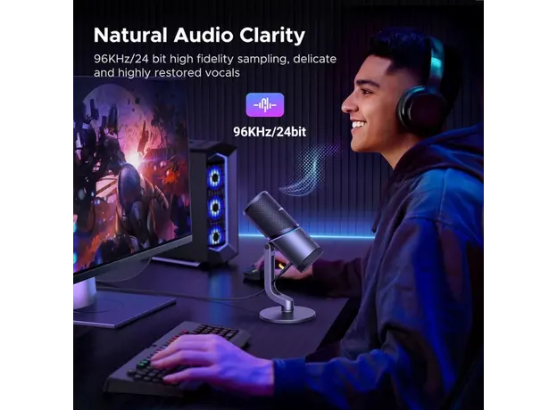 მიკროფონი UGREEN CM769 (35629), Microphone for PC, RGB, USB, 3.5mm, Black, 11 image