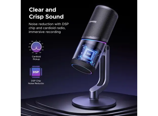 მიკროფონი UGREEN CM769 (35629), Microphone for PC, RGB, USB, 3.5mm, Black, 13 image