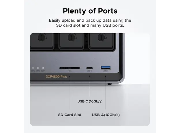 შენახვის სისტემა UGREEN NASync DXP4800 Plus (35261), Intel Gold 8505, 8GB, Diskless, RJ45, USB, Type-C, HDMI, Space Gray, 11 image