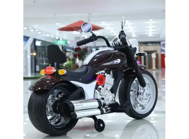 ბავშვის ელექტრო მოტოციკლი 0001W ტყავის სავარძლით, 4 image