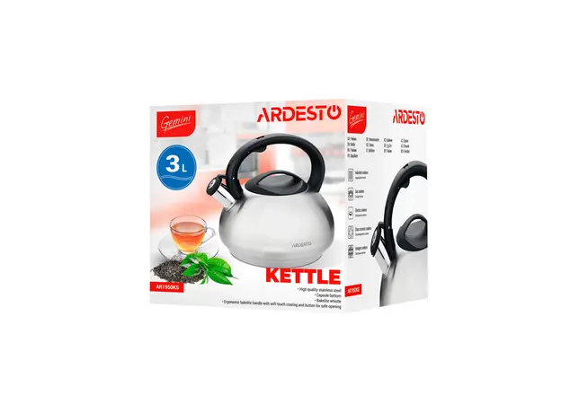 ჩაიდანი Ardesto Kettle Gemini, 3l, stainless steel, 5 image