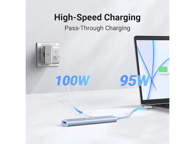 USB-C ჰაბი UGREEN CM478 (35581), USB, USB-C, HDMI, HUB, Blue, 5 image