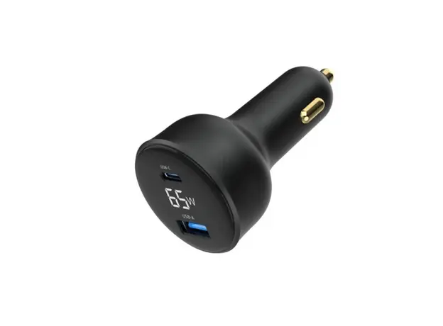 მანქანის დამტენი Gembird TA-UC-AC2PD65LCD-CAR-01 2-port USB Car Fast Charger USB-C PD LCD 65W Black, 4 image