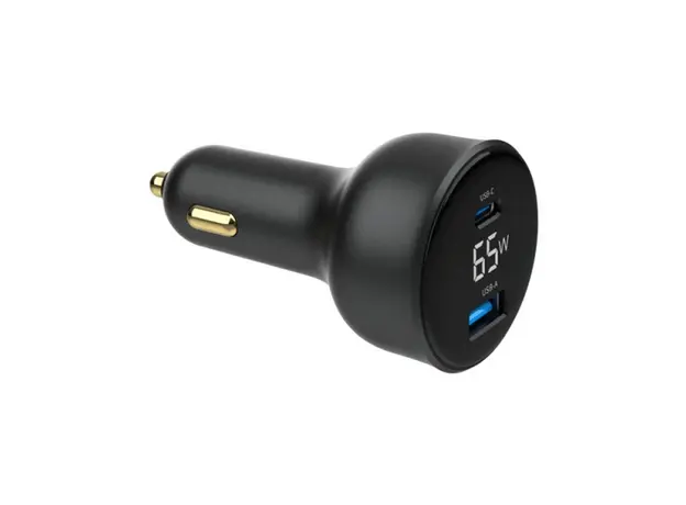 მანქანის დამტენი Gembird TA-UC-AC2PD65LCD-CAR-01 2-port USB Car Fast Charger USB-C PD LCD 65W Black, 7 image