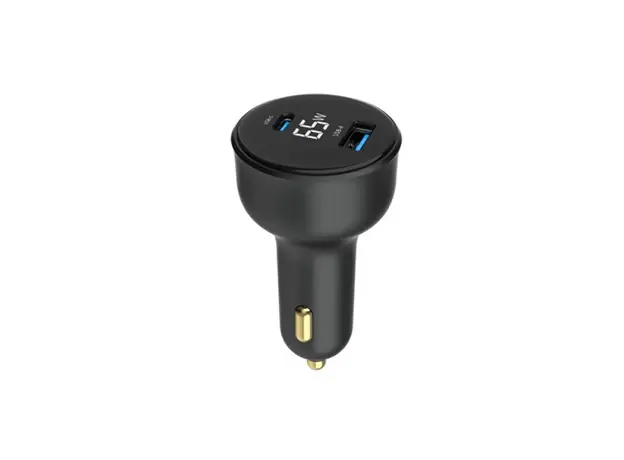 მანქანის დამტენი Gembird TA-UC-AC2PD65LCD-CAR-01 2-port USB Car Fast Charger USB-C PD LCD 65W Black, 3 image