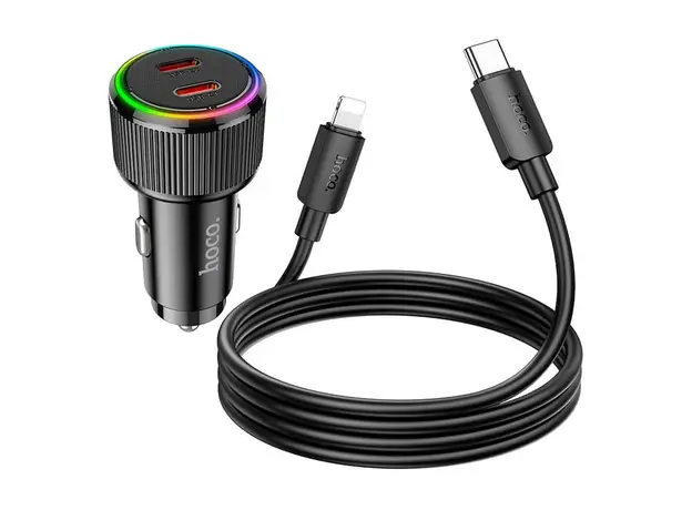 მანქანის დატენი Hoco NZ14B Guerrero PD50W Dual-Type-C car charger black, 3 image