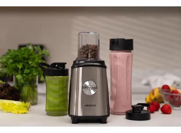 ბლენდერი Ardesto Blender for smoothies BG-F350, 350W, 2in1, bottle-600ml, bottle-300ml, coffee grinder, black+silver, 3 image