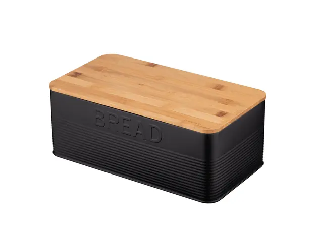 პურის შესანახი Ardesto Bread bin Midori 33х18х12cm, metal, bamboo, black, 2 image