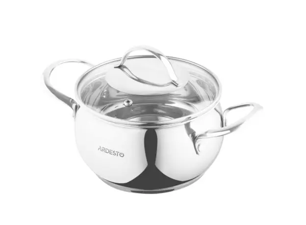 ქვაბი Ardesto Casserole with glass lid Gemini Liguria, 2.2l, stainless steel, 2 image