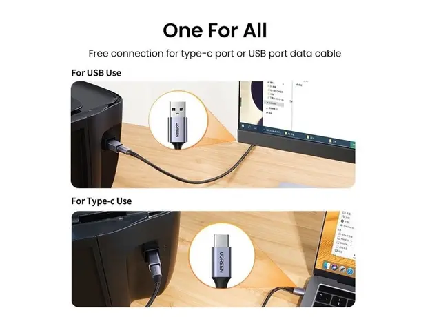 USB ადაპტერი UGREEN US382 (20120), USB-B To USB-C, Adapter, Grey, 5 image