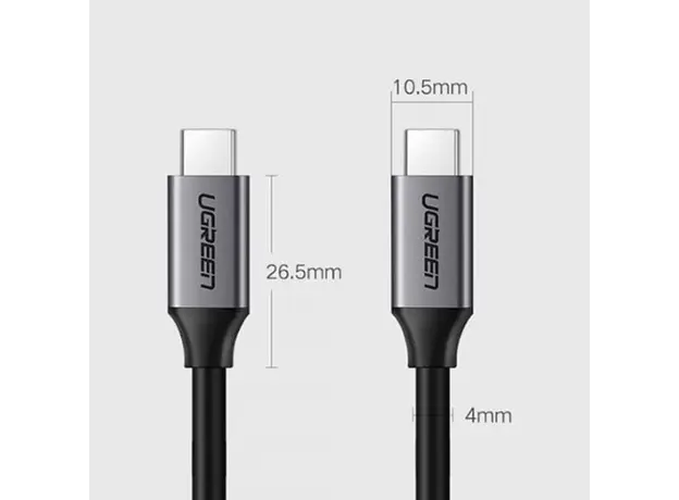 USB კაბელი UGREEN US161 (50751), USB 3.1 Type-c To Type-c Cable, 1.5m, Black, 4 image