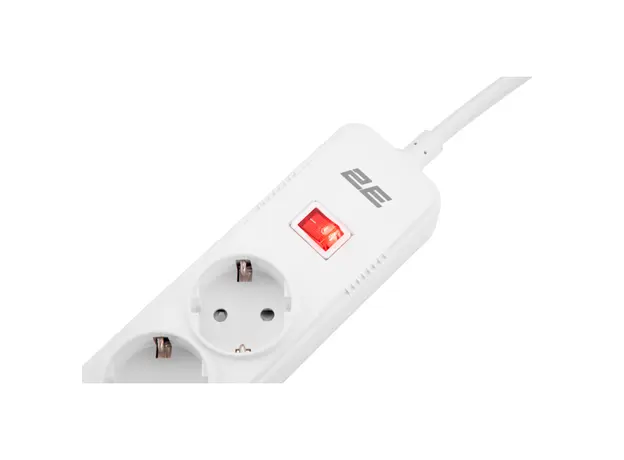 დენის გამანაწილებელი 2Е 2E-SP515M2USBWH, 5 Socket, 3xUSB-A, 2m, Power Strip With Surge Protector, White, 4 image